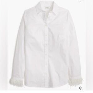 J. Crew Factory White Button Down feather shirt top HOT ITEM